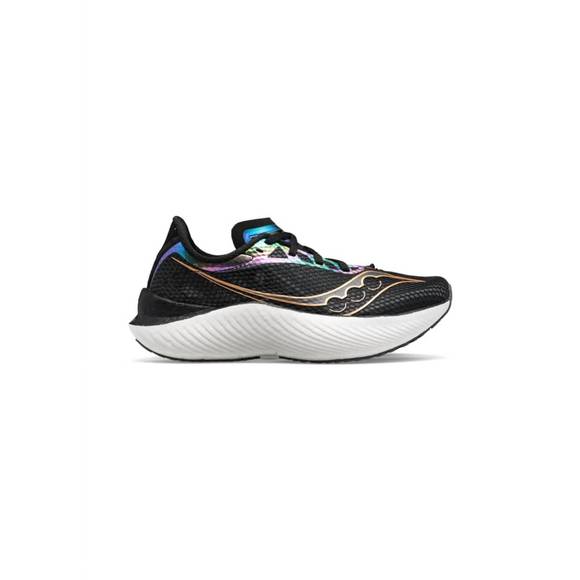 NEW SAUCONY women's endorphin shift running shoe in black/gold